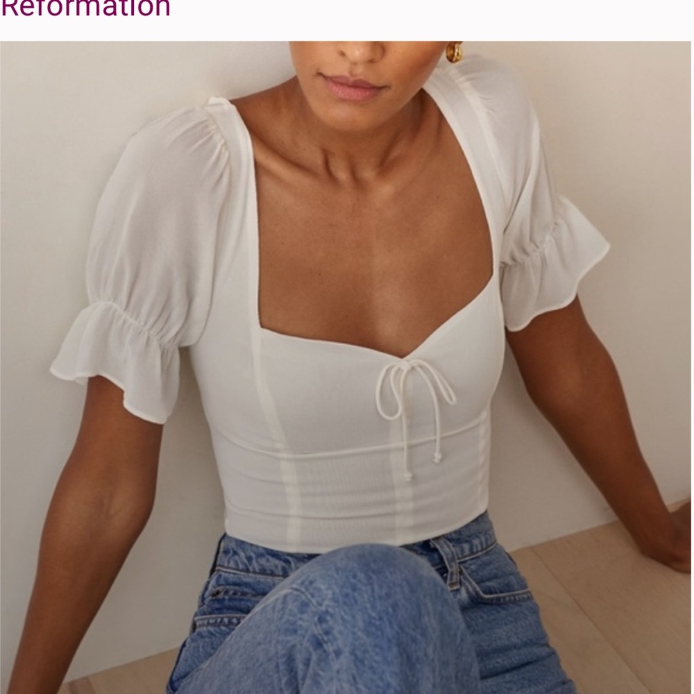 Reformation “Delevan” Cream  Top